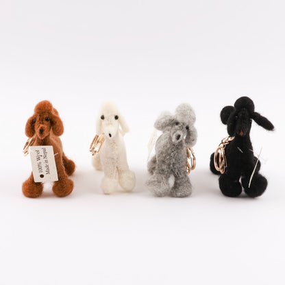 Handmade Needle Felted Wool Poodle Keychain - Cute Dog Bag Charm from Nepal (4 Colors)