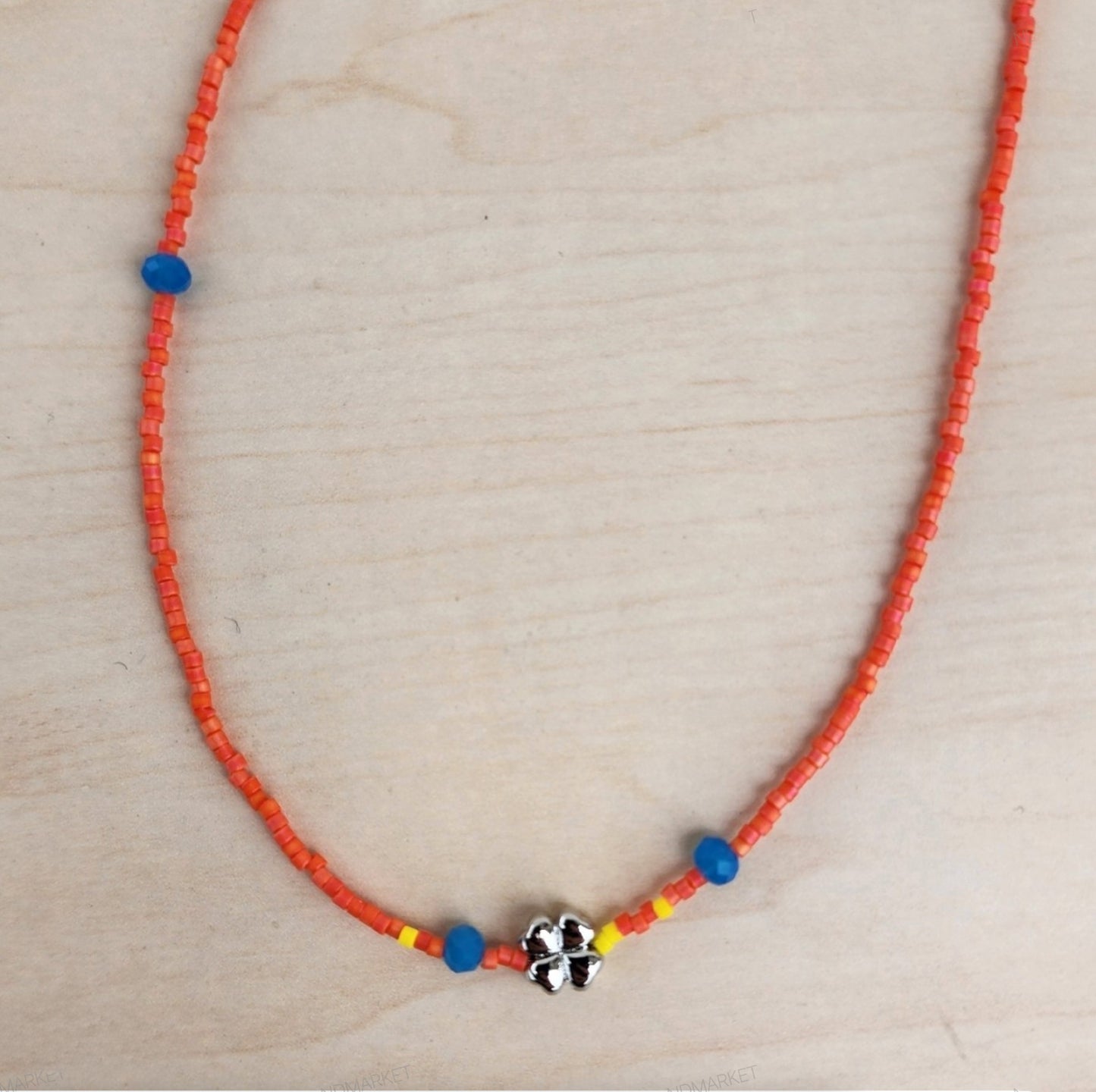 Lucky Four-Leaf Clover Seed Bead Choker Necklace - 5 Colors