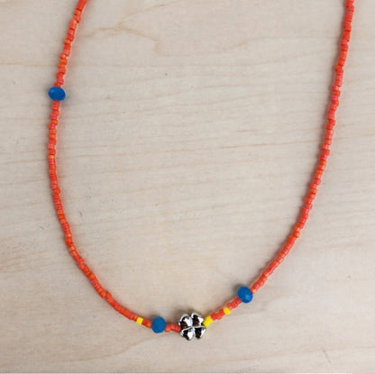 Lucky Four-Leaf Clover Seed Bead Choker Necklace - 5 Colors