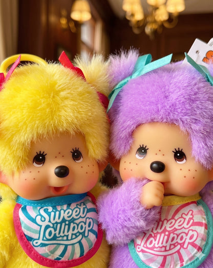Sweet Lollipop Monchhichi Plush Bag Charm Keychain — Kawaii Y2K Bag Decor