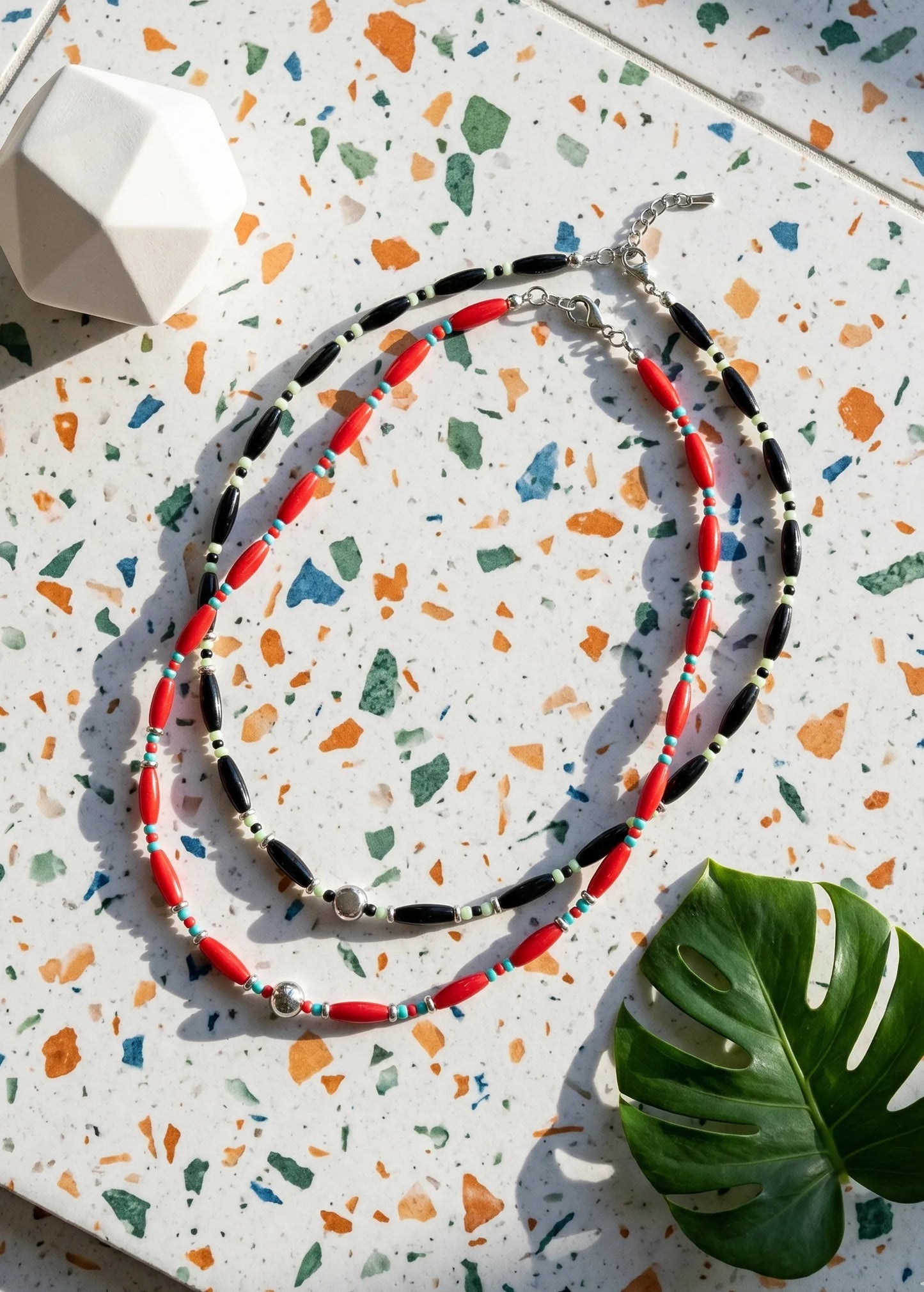 Oval Glass Bead Necklace | K-Style Stack · 4 Colors