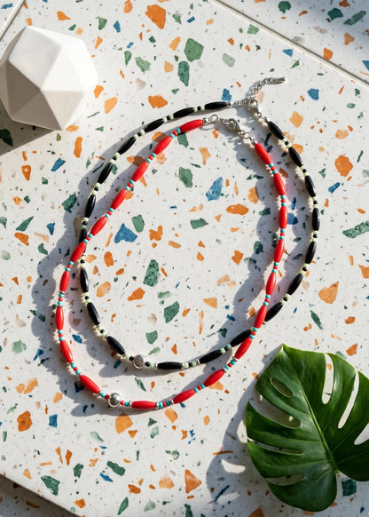 Oval Glass Bead Necklace | K-Style Stack · 4 Colors