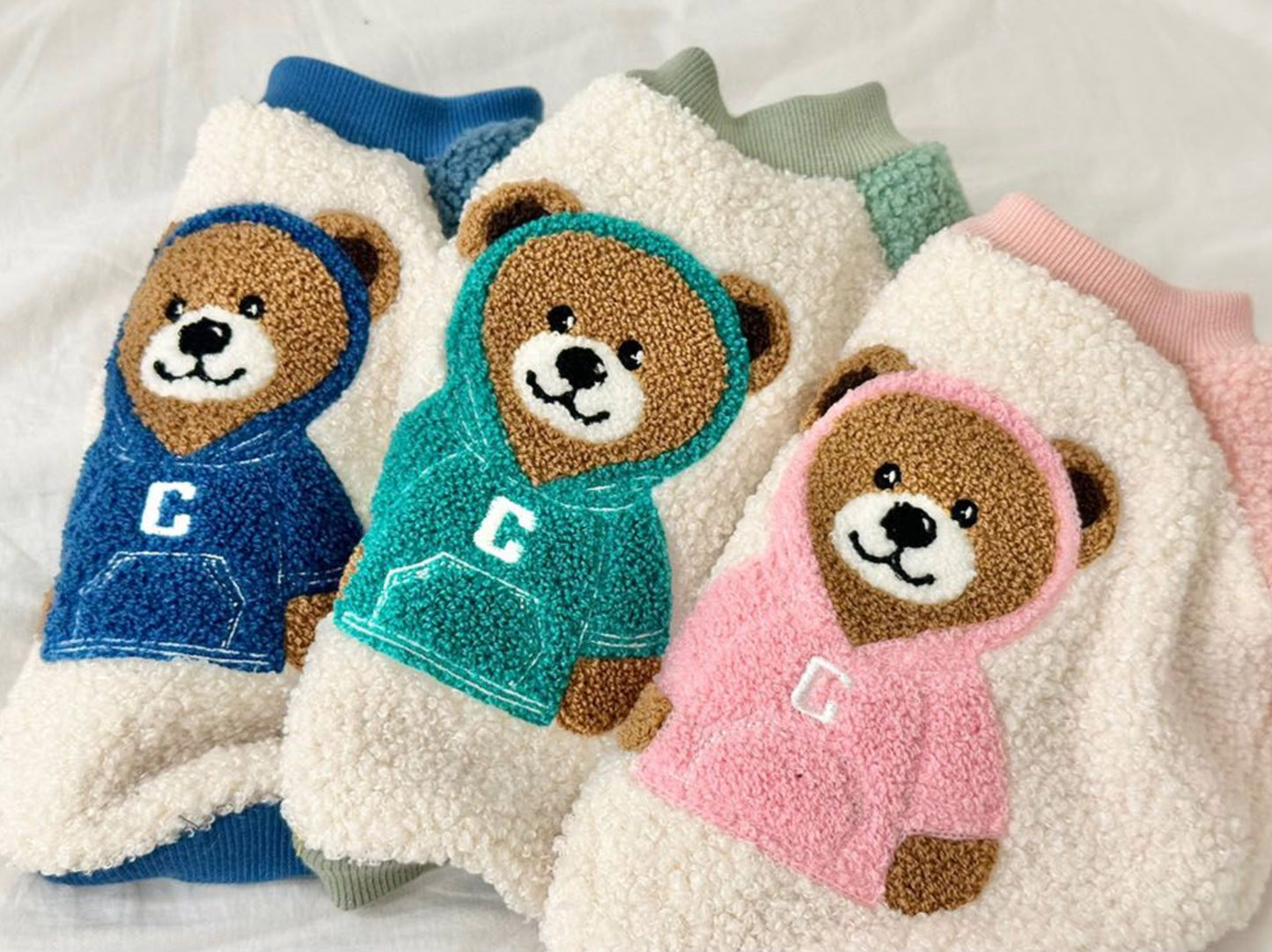 Cozy Bear Fleece Dog T-Shirt - Premium Made in Korea Winter Pet Apparel (XS to 2XL) | 3 Colors