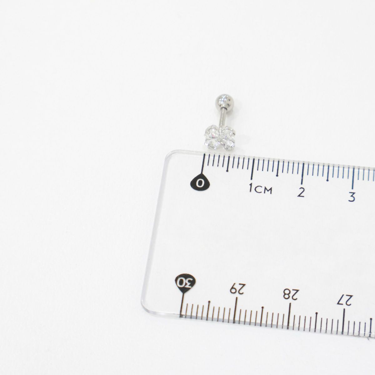 Clover Barbell Stud • Green or Clear CZ • Surgical Steel Piercing