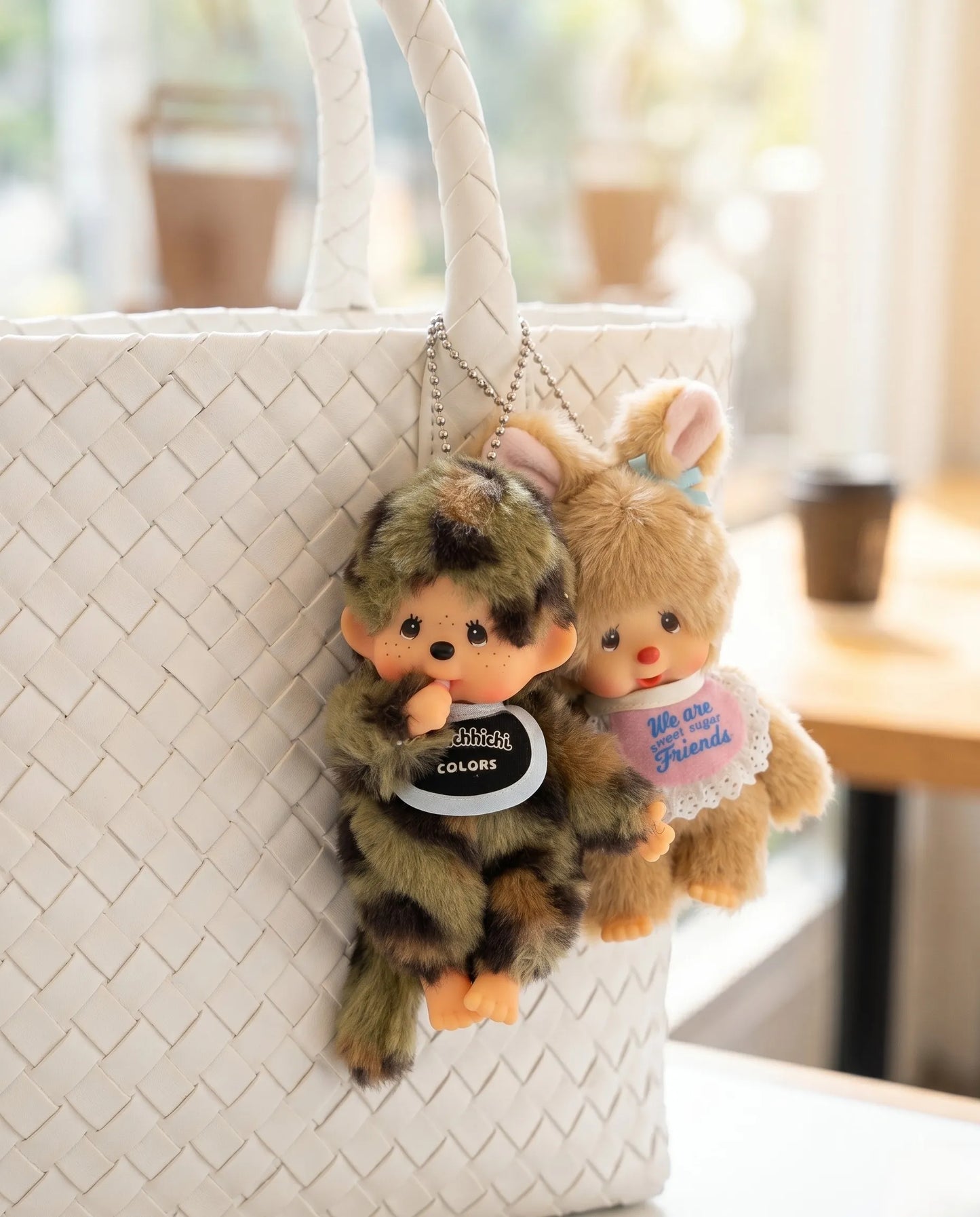 Monchhichi-Style Camo Plush Doll Bag Charm Keychain