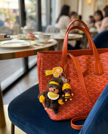Monchhichi Cheerleader Plush Keychain Bag Charm | Yellow & Red