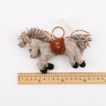 Handmade Wool Felt Horse Bag Charm Keychain - Nepal Artisan Pony (2 Colors)