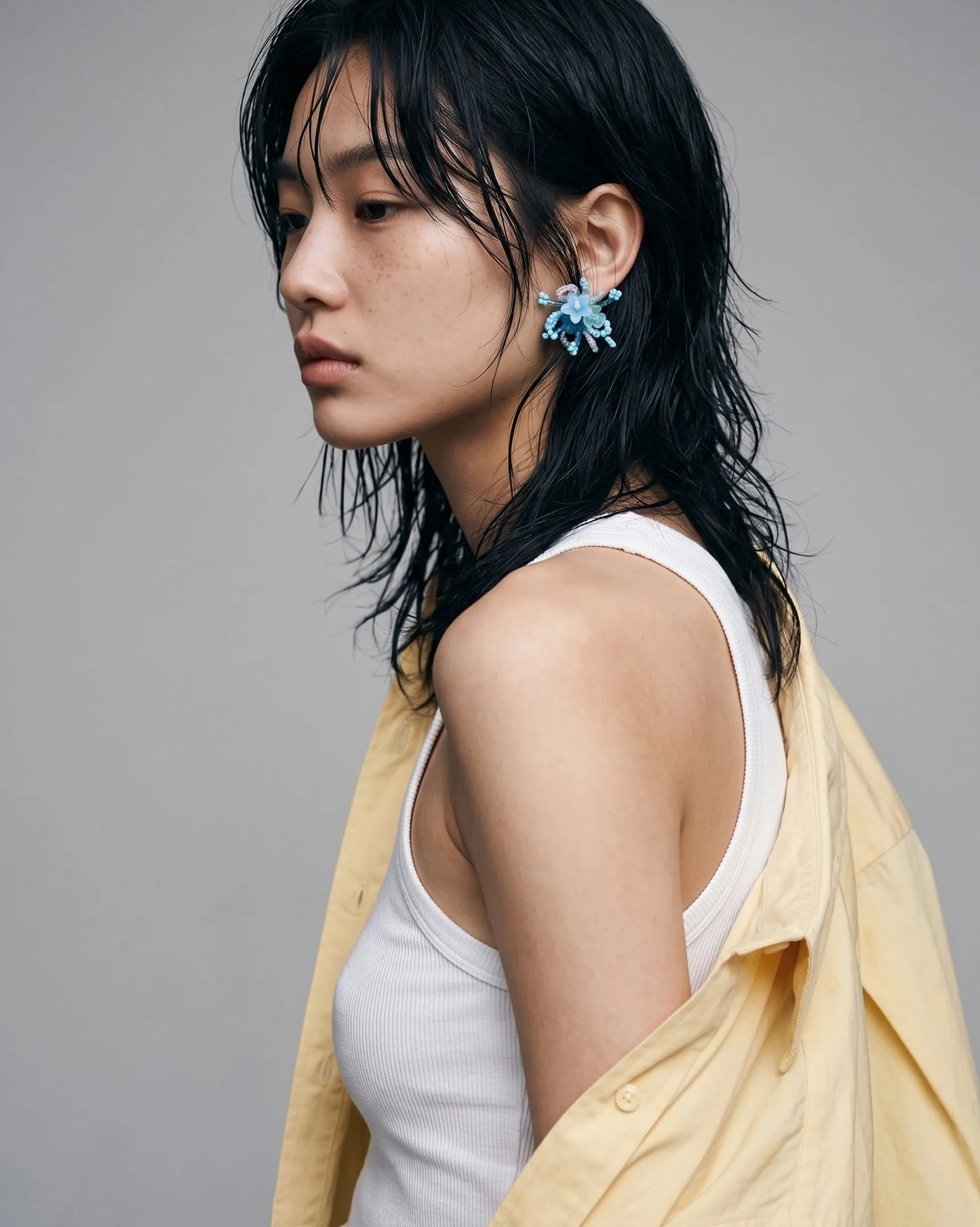 Sky Bloom Crystal Jelly Flower Bead Earrings | K-Style Handmade