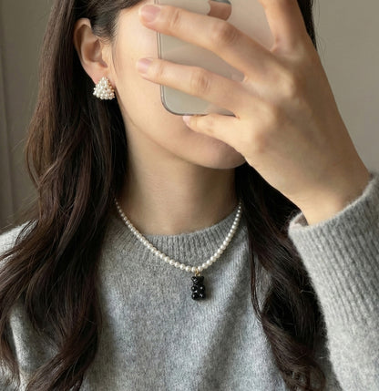 Swarovski Pearl Gummy Bear Necklace - Y2K Coquette Beaded Choker