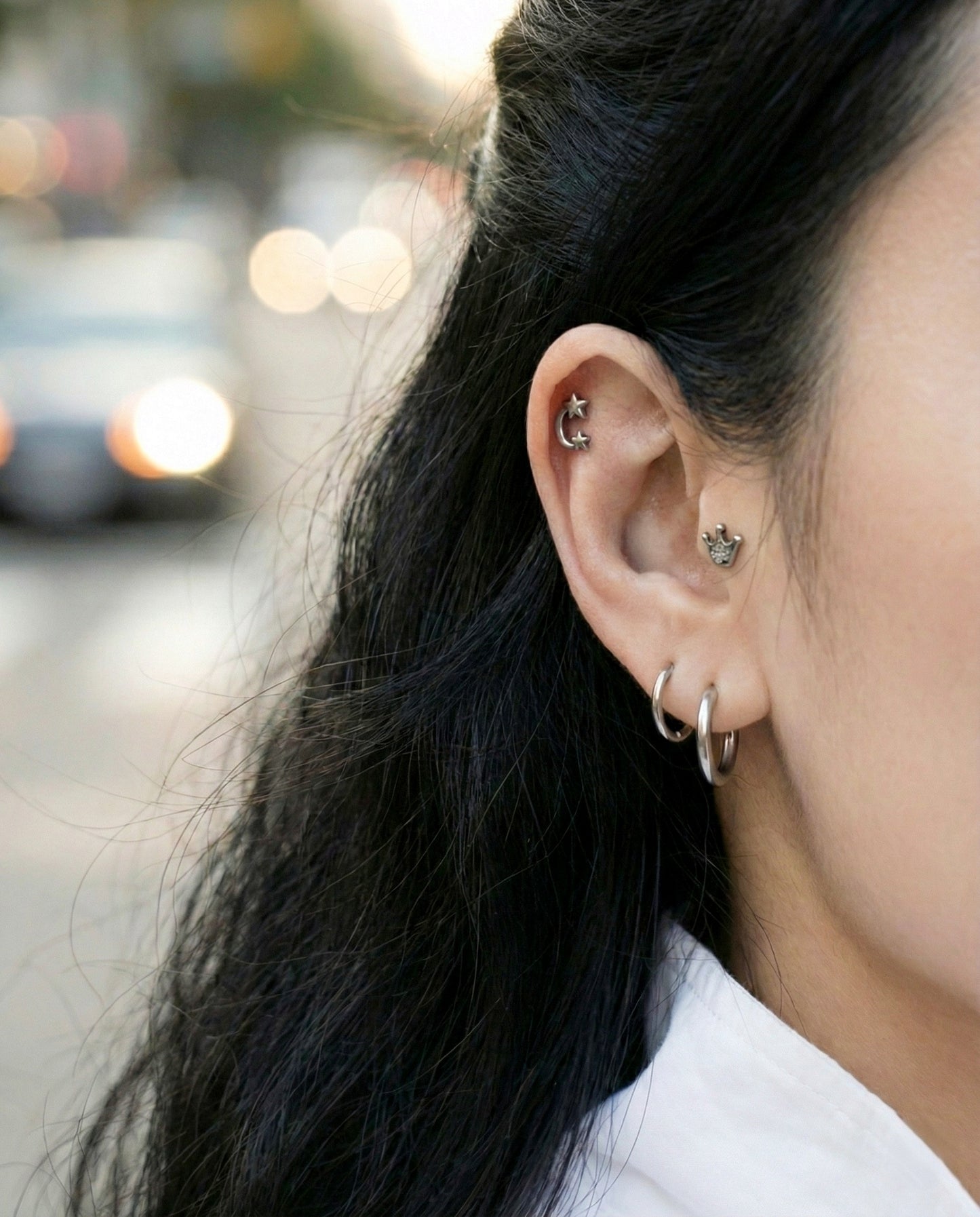 Surgical Steel Antique Piercing - 6 Designs Star Moon Paw Crown | Cartilage Helix Tragus Stud