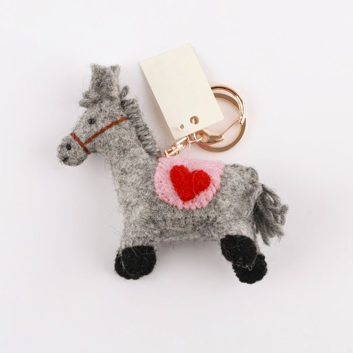 Nepal Handmade Wool Felt Lucky Horse Keychain - Bag Charm Gift