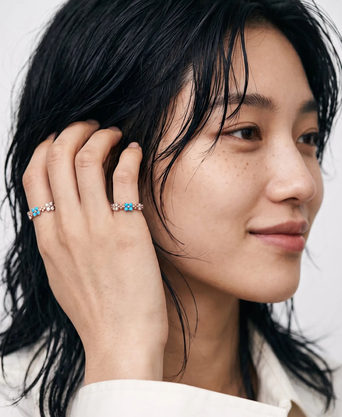 Turquoise Floral Eternity Ring | K-Style Stack