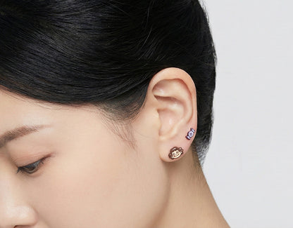 Kawaii Peko Chan 4-Piece Mismatched Earring Set - Silver Post Studs