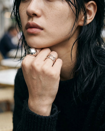Chunky XO 925 Sterling Silver Bold Wide Band Ring | Handmade Korea