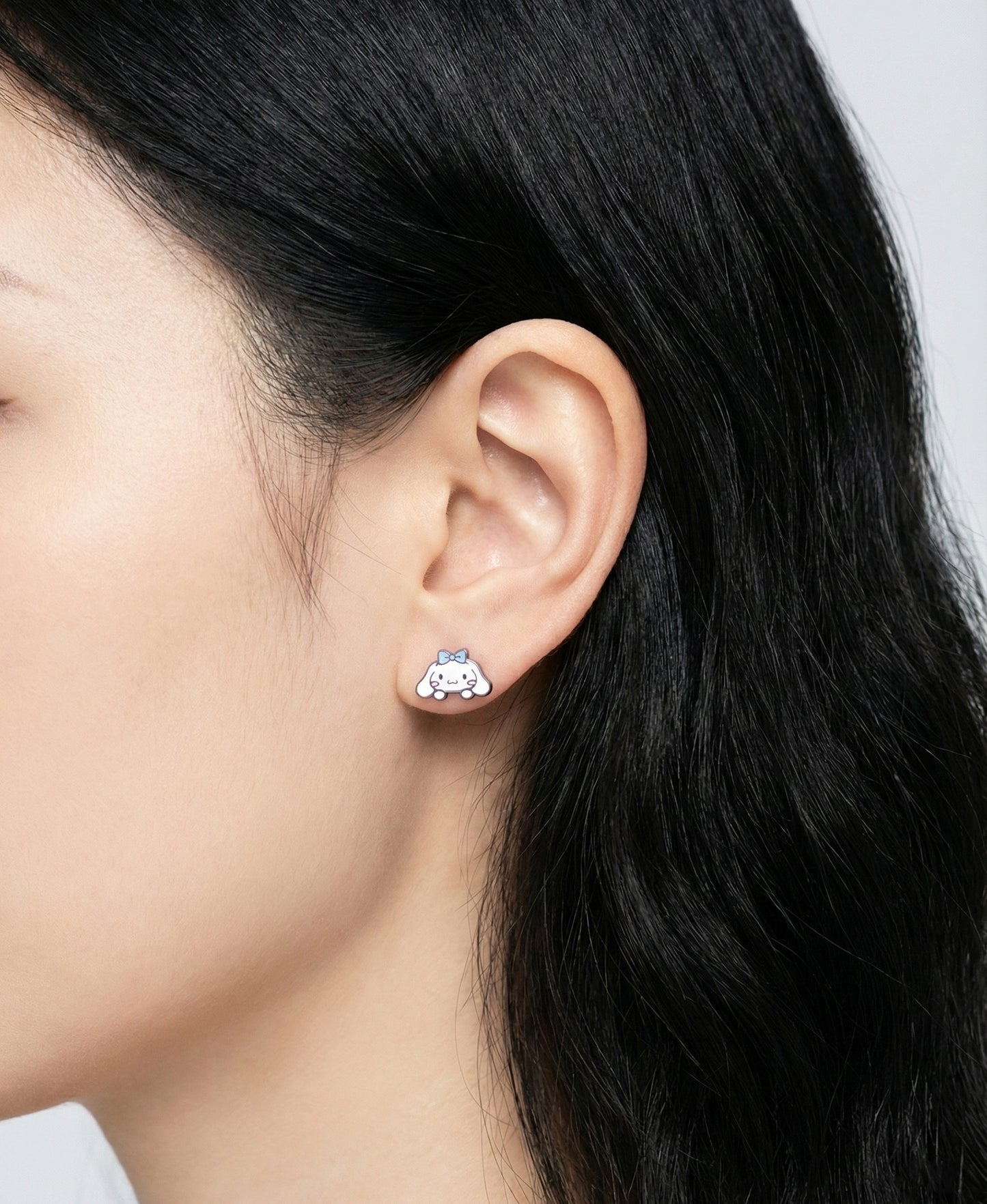 Kawaii Cinnamoroll-Style Puppy & Bear Asymmetric Stud Earrings - 925 Silver Post | Character Jewelry