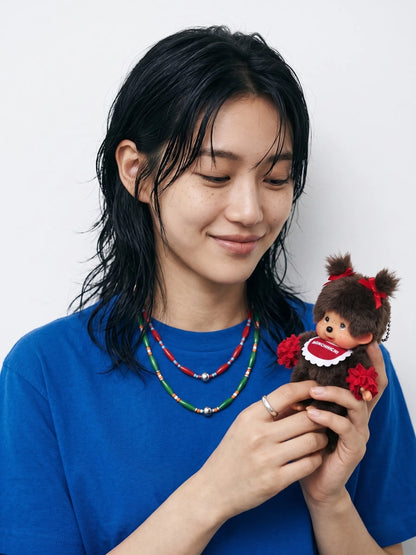 Monchhichi Cheerleader Plush Keychain Bag Charm | Yellow & Red