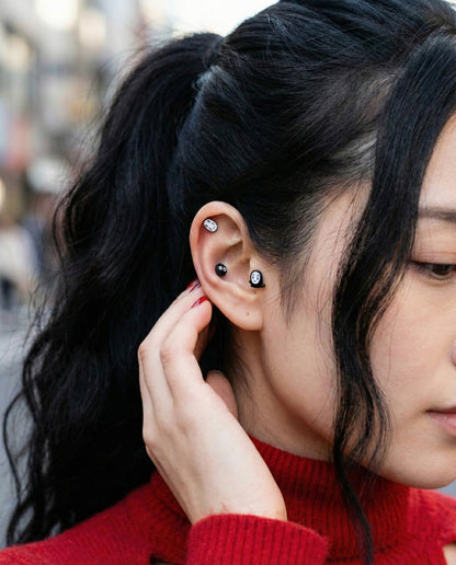 Spirited Away No-Face Kaonashi Stud Earrings Set - 4 Designs (Heart/Gold/Face/Barbell) | Surgical Steel