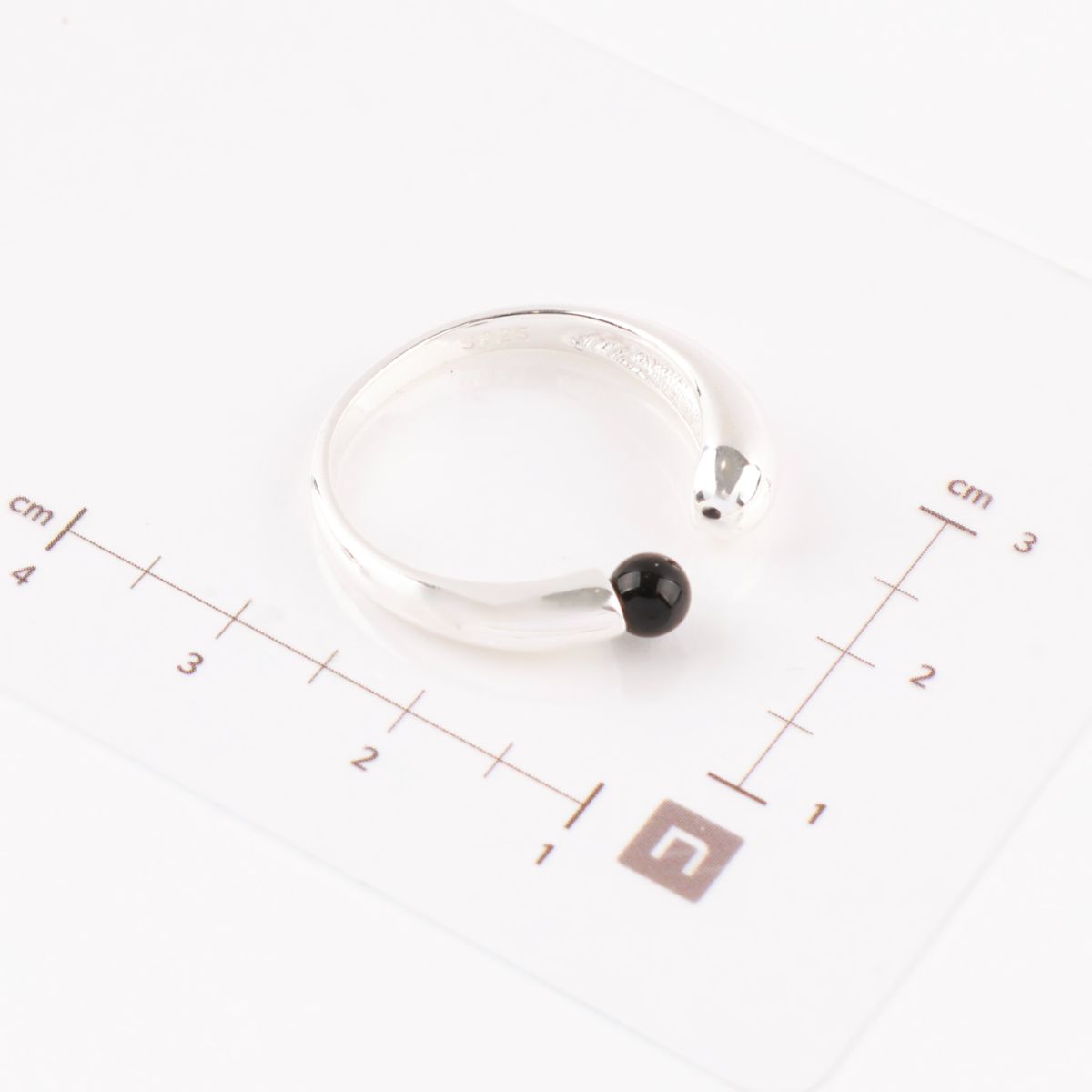 925 Sterling Silver Black Onyx Open Ring - Adjustable Statement Ring
