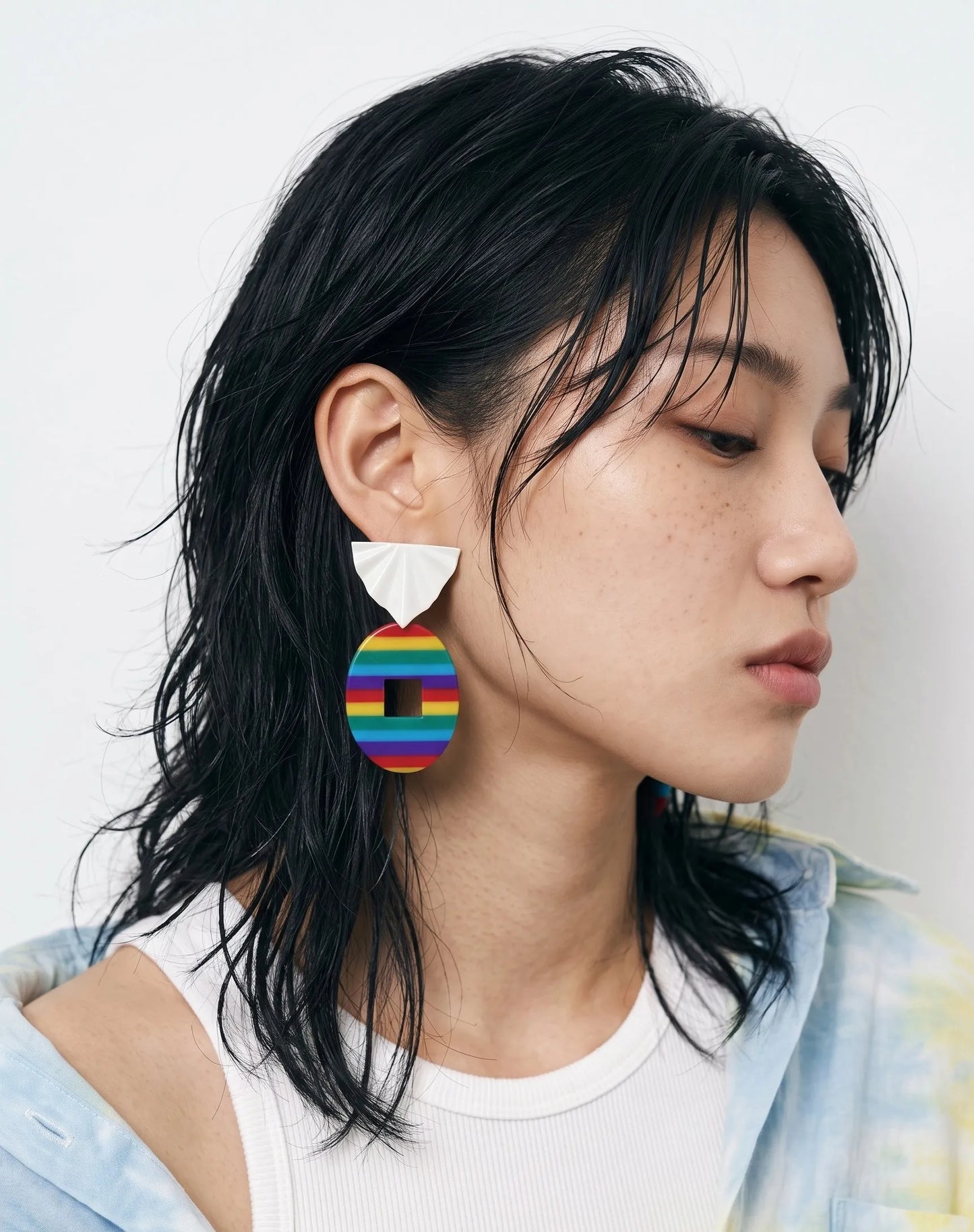 Hawaii Sunset Stripe Acrylic Drop Earrings, K-Style Resort