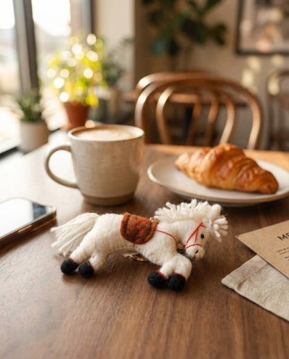 Handmade Wool Felt Horse Bag Charm Keychain - Nepal Artisan Pony (2 Colors)