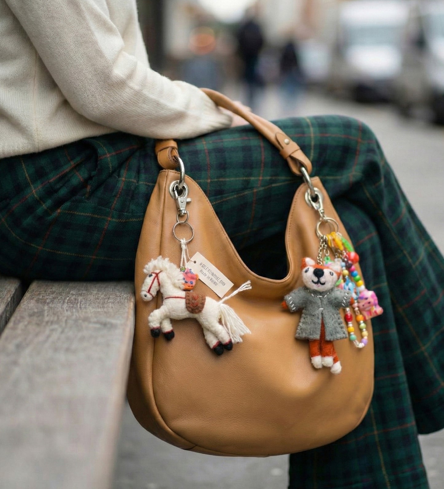 2026 Year of Horse Wool Felt Animal Keychain - Handmade Nepal