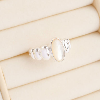 925 Sterling Silver Aquamarine Ring - Adjustable Natural Gemstone Open Ring