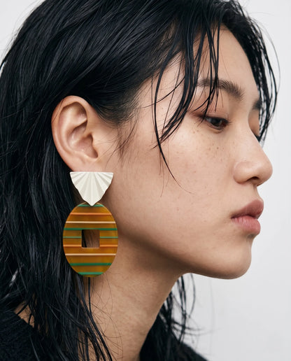 Hawaii Sunset Stripe Acrylic Drop Earrings, K-Style Resort