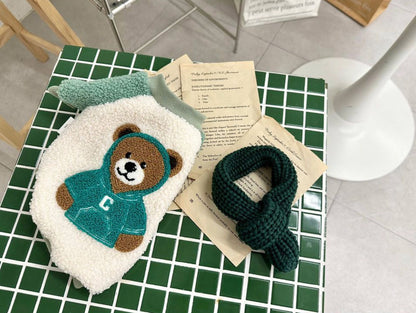 Cozy Bear Fleece Dog T-Shirt - Premium Made in Korea Winter Pet Apparel (XS to 2XL) | 3 Colors