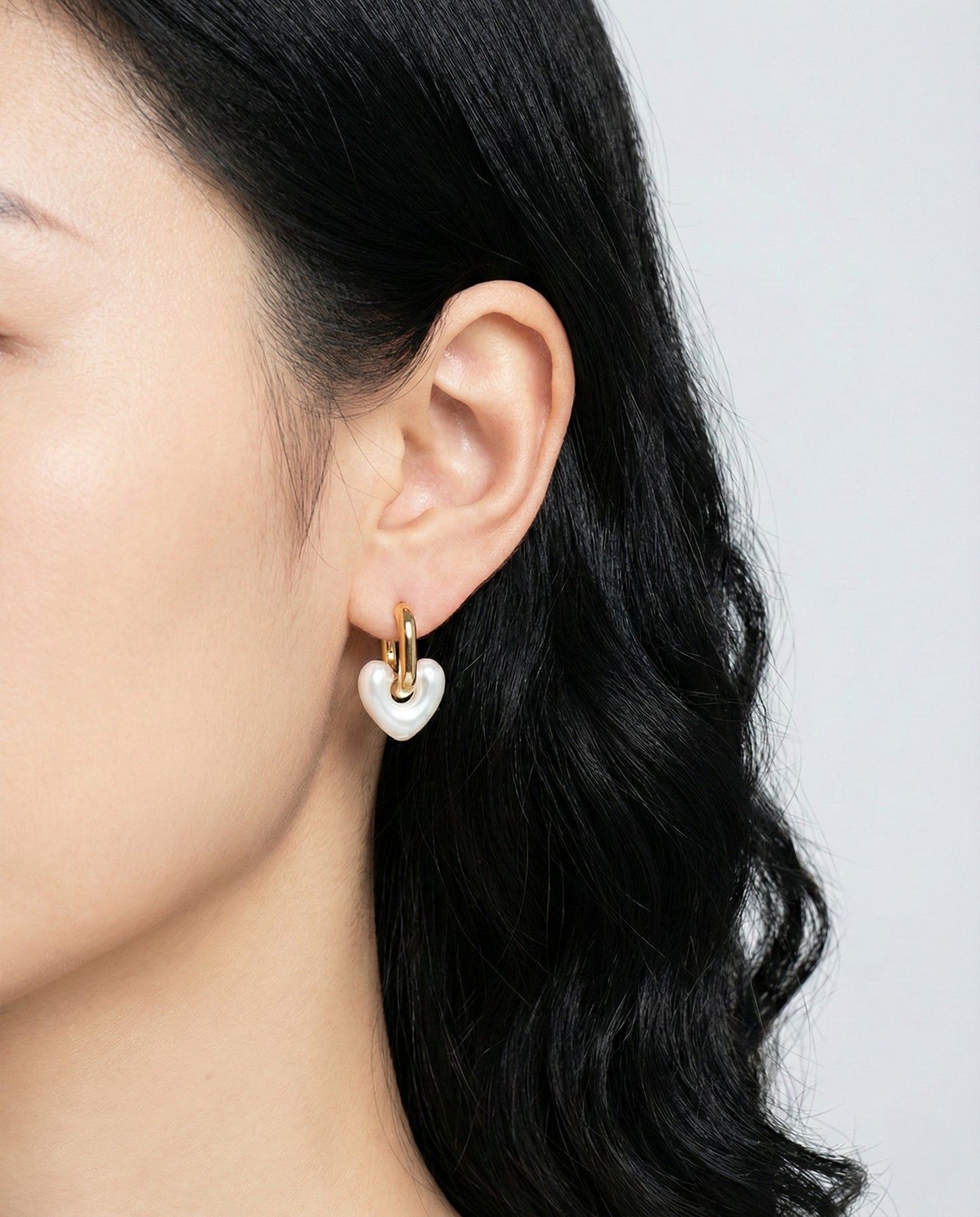 Chunky Puffy Heart Charm Huggie Hoop Earrings - 4 Colors