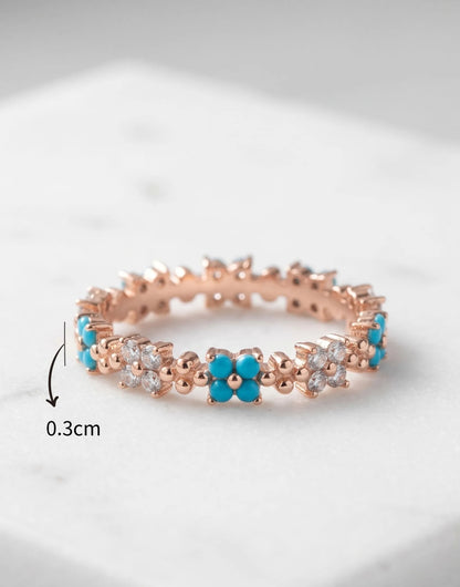 Turquoise Floral Eternity Ring | K-Style Stack