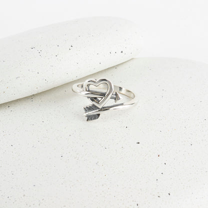 925 Sterling Silver Vintage Ring - Claddagh, Cupid Arrow & Heart Cross