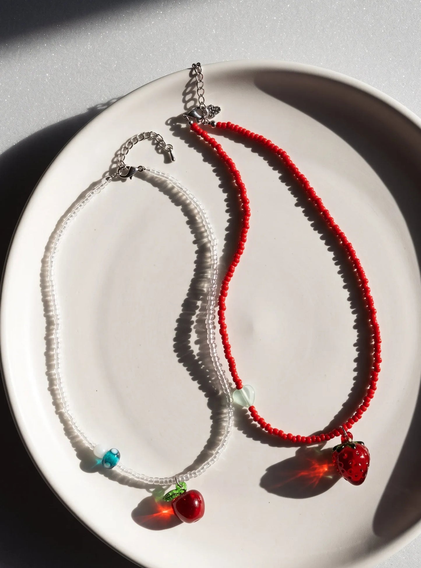 Fruit Charm Bead Necklace | Apple or Strawberry – K-Style
