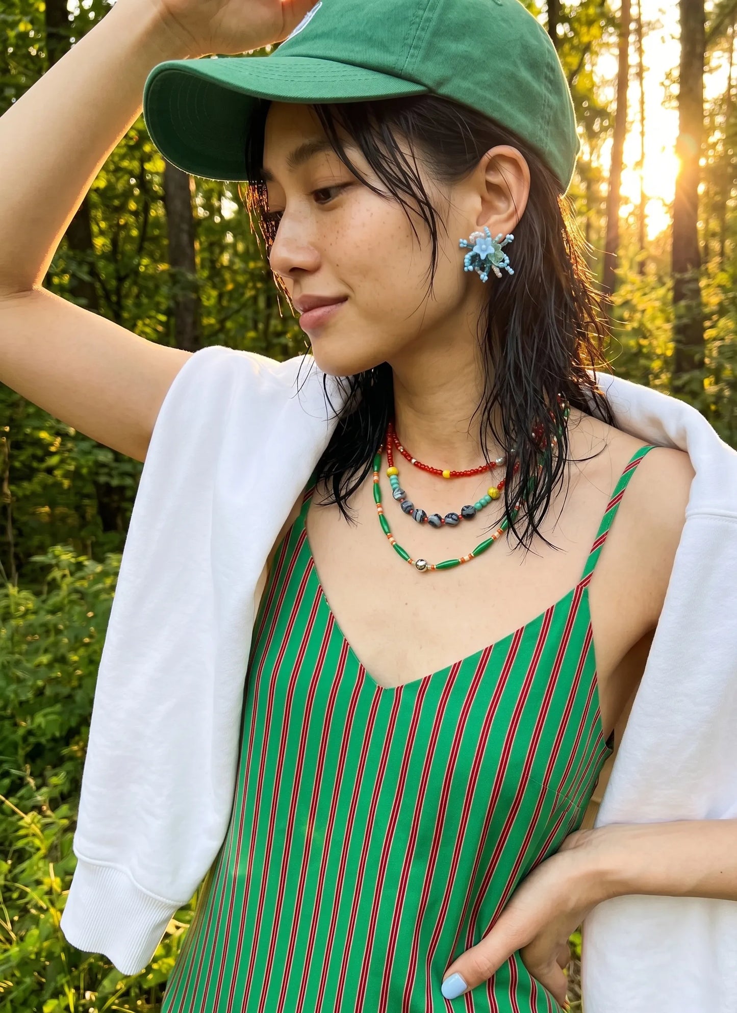 Sky Bloom Crystal Jelly Flower Bead Earrings | K-Style Handmade