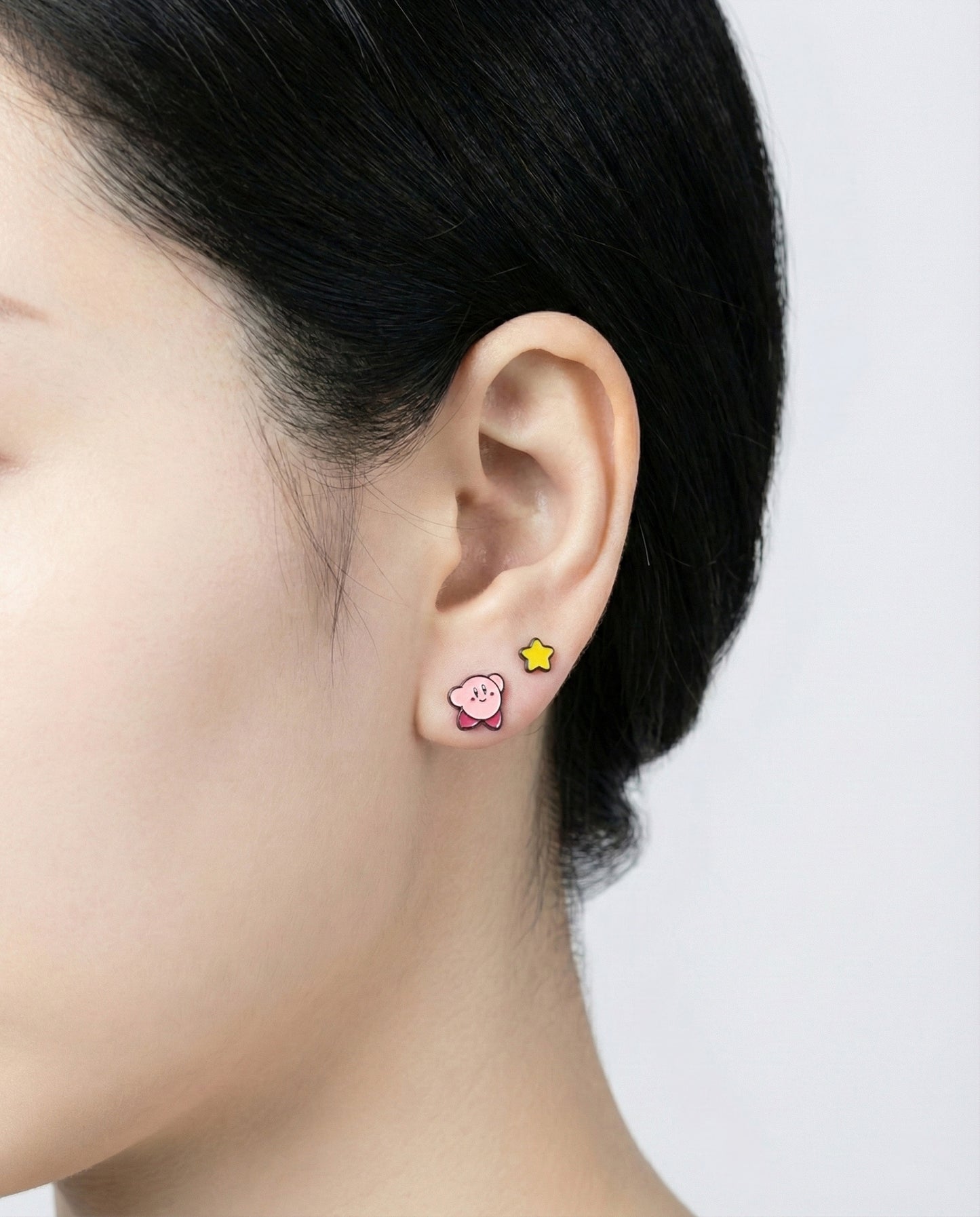 Kawaii kirby star earrings 4pcs set silver post cute nintendo gamer girl jewelry