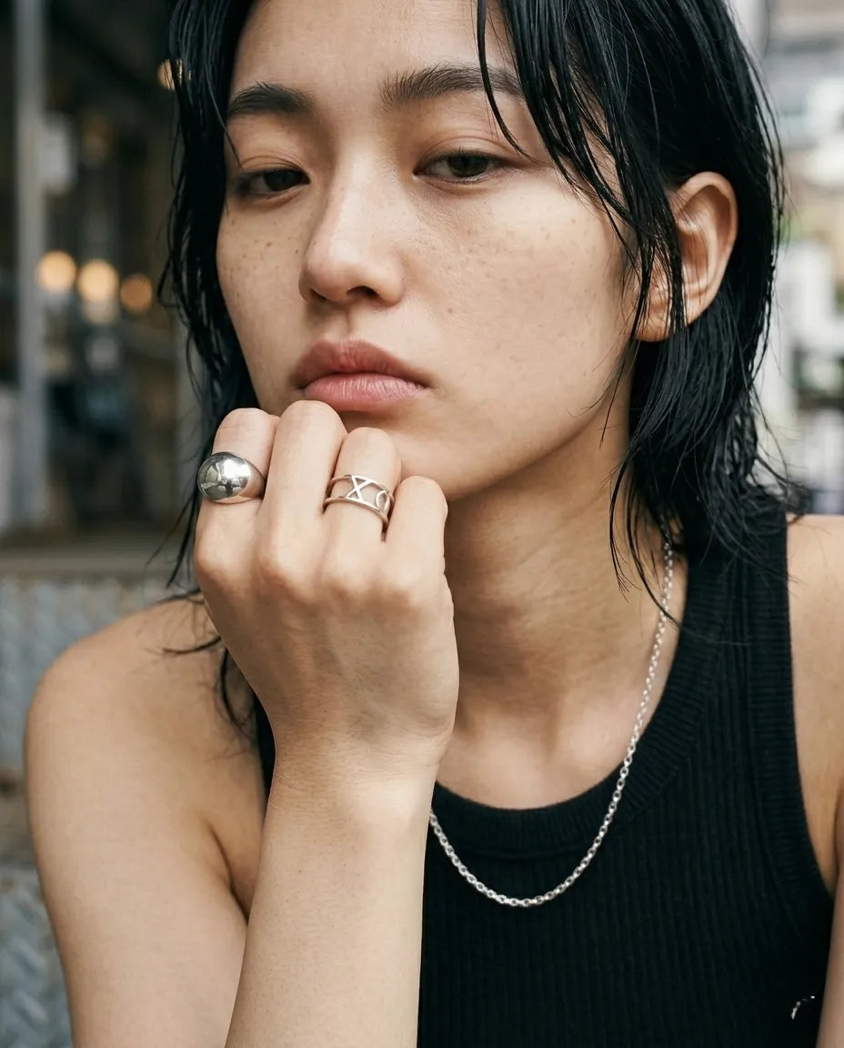Chunky XO 925 Sterling Silver Bold Wide Band Ring | Handmade Korea