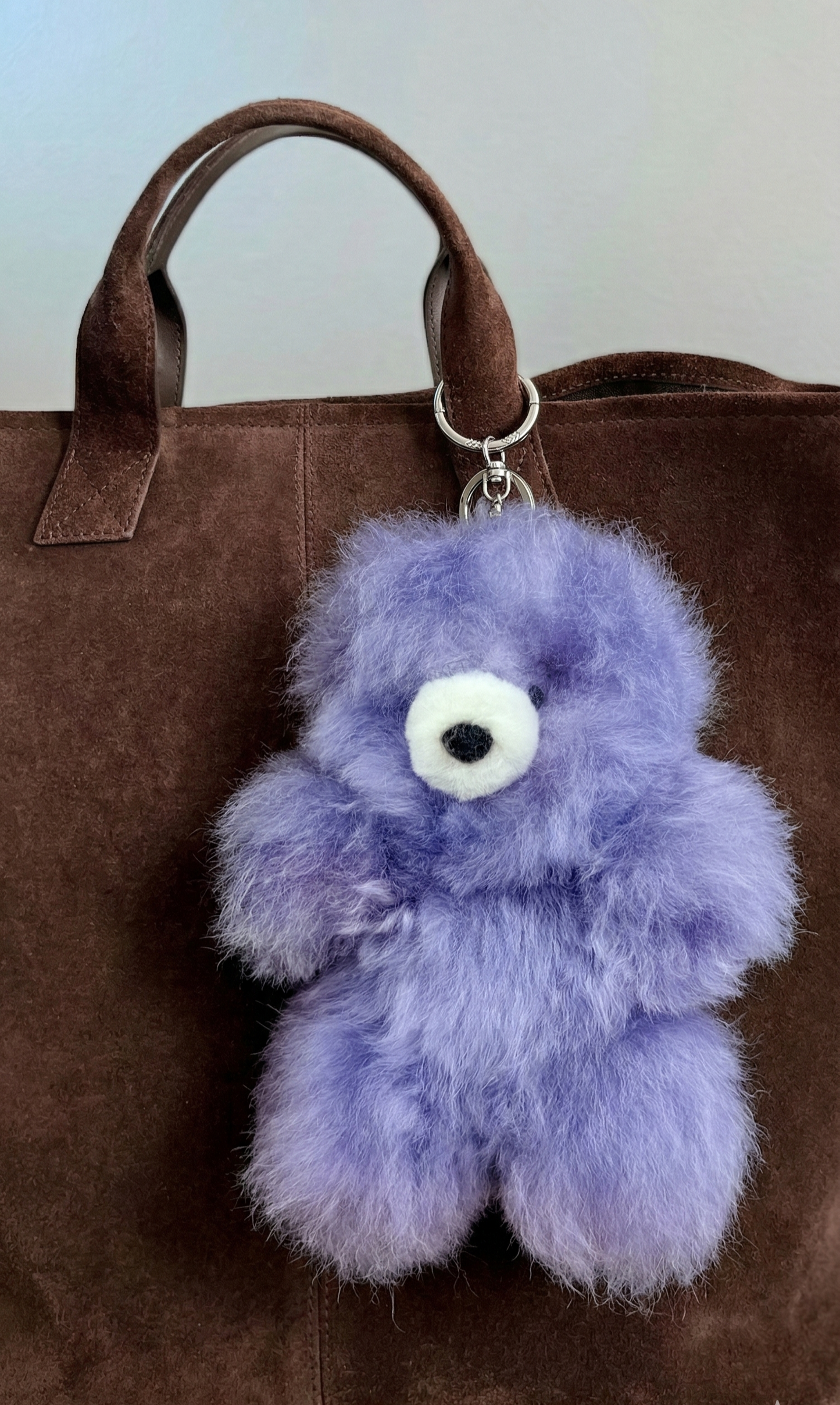 Handmade Real Alpaca Fur Fluffy Bear Keyring Bag Charm 20cm