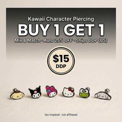 Sanrio Hello Kitty barbell earring cartilage helix stud surgical steel Korean handmade