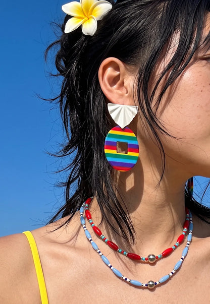 Hawaii Sunset Stripe Acrylic Drop Earrings, K-Style Resort