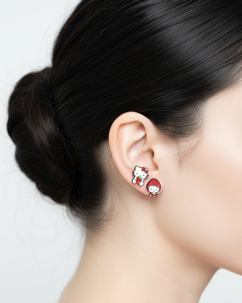 Hello Kitty Strawberry Barbell Stud Set | Surgical Steel Piercing