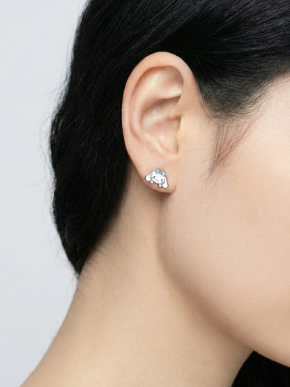 Kawaii Cinnamoroll-Style Puppy & Bear Asymmetric Stud Earrings - 925 Silver Post | Character Jewelry
