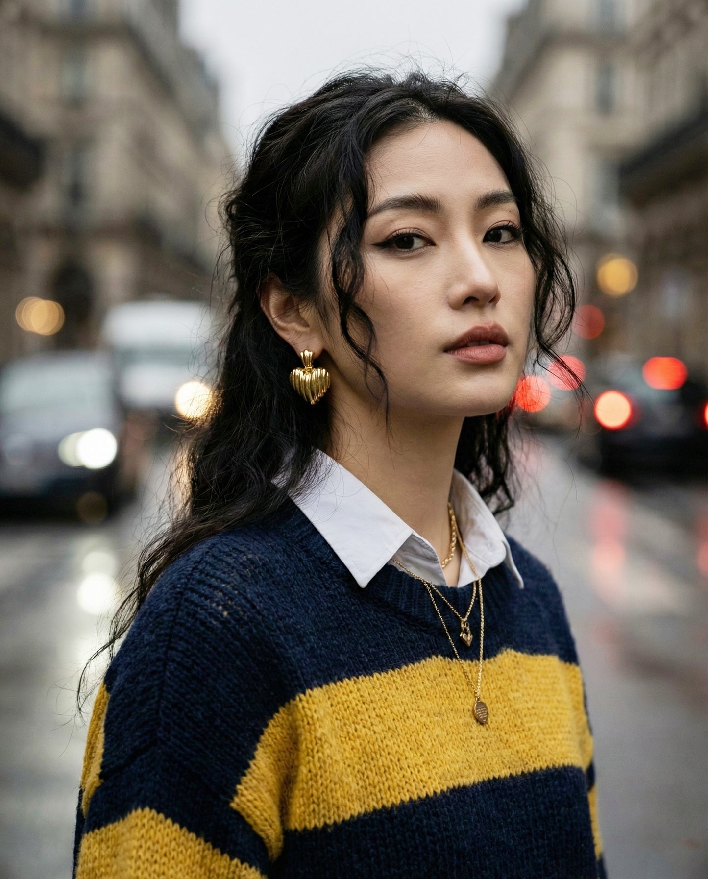 Chunky Ribbed Heart Earrings - Vintage Gold & Silver Statement Studs