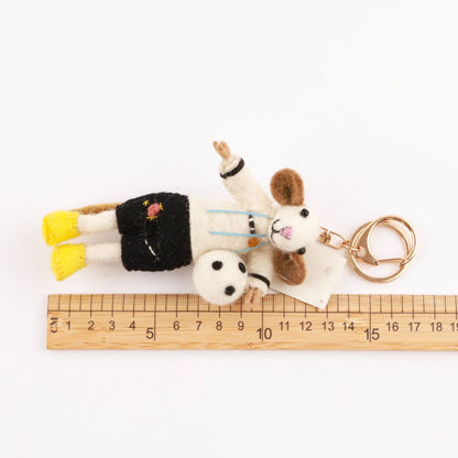 Handmade Nepal Wool Felt Animal Keychain - Cute Otter Red Panda Turtle Sheep | Unique Eco Gift