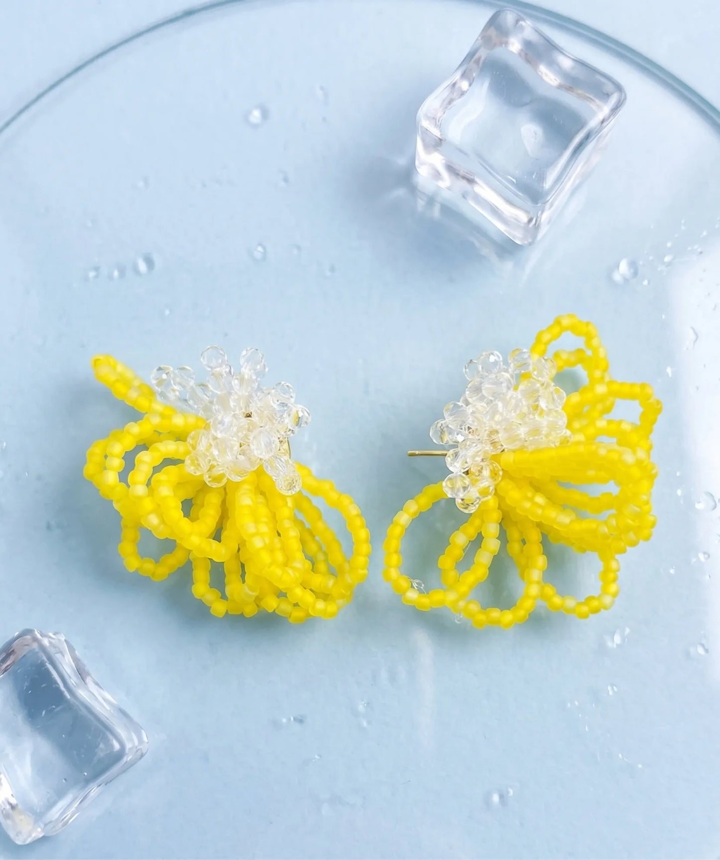 Handmade Acrylic Blossom Loop Earrings | K-Style Volume · 3 Colors