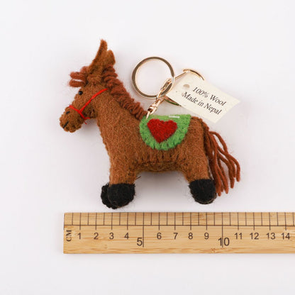 Nepal Handmade Wool Felt Lucky Horse Keychain - Bag Charm Gift