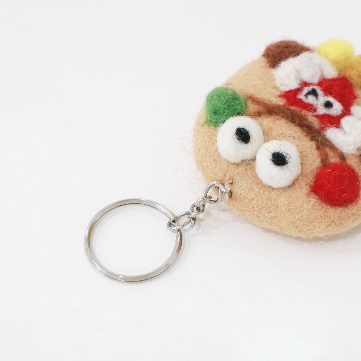 Nepal Handmade Wool Felt Foodie Keychain - Donut Cookie Fries Bag Charm