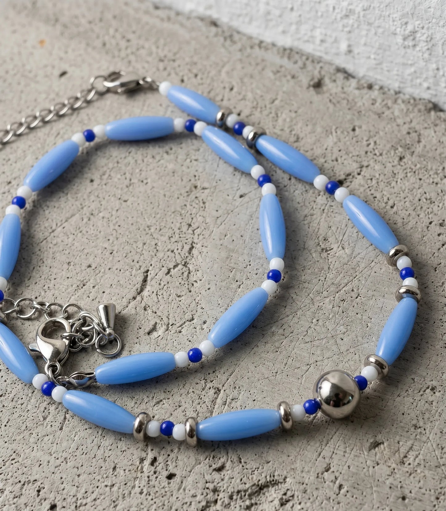 Oval Glass Bead Necklace | K-Style Stack · 4 Colors