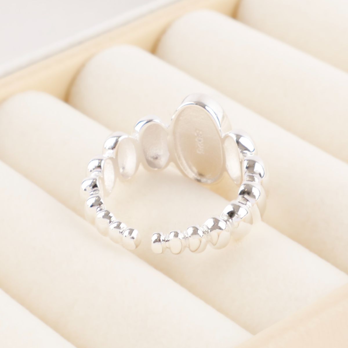 925 Sterling Silver Aquamarine Ring - Adjustable Natural Gemstone Open Ring