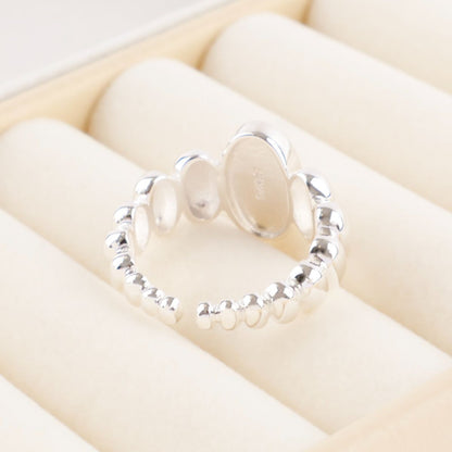 925 Sterling Silver Aquamarine Ring - Adjustable Natural Gemstone Open Ring