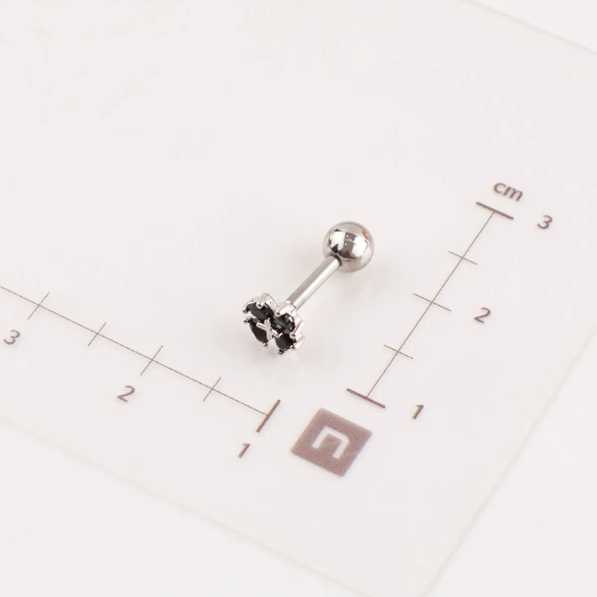 Black Clover Barbell Stud | Brass + Surgical Steel | K-Style Ear Stack (Single)