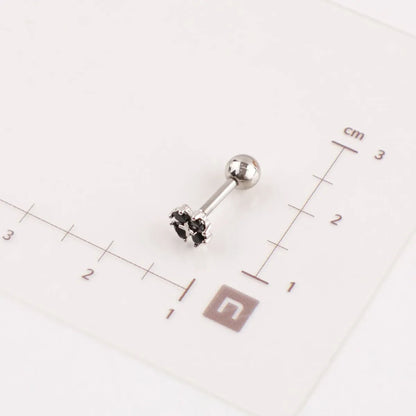 Black Clover Barbell Stud | Brass + Surgical Steel | K-Style Ear Stack (Single)